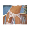 Scalloped Embroidery Garterbelt Front & Back Garters White O/S