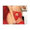 Scalloped Embroidery Garterbelt Front & Back Garters Red O/S