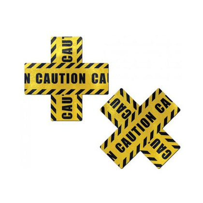 Pastease Caution Cross X Black Yellow Pasties O/S