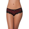 Cage Back Lace Panty Black Red S/M