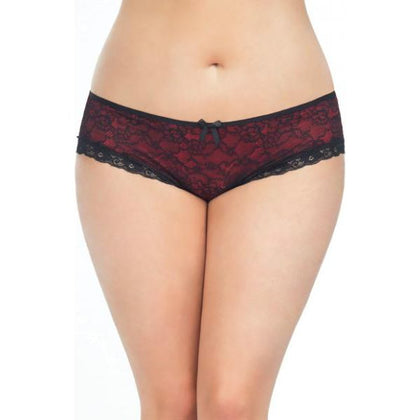 Cage Back Lace Panty Black Red 1X/2X