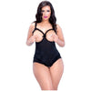 Lace Open Cup Crotchless Teddy Black Queen