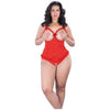 Lace Open Cup Crotchless Teddy Red One Size Queen