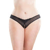 Crotchless Thong with Pearls Black O/S