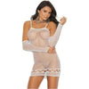 Crochet Mini Dress W/ Matching Gloves White