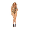 Sheer Leopard Teddy W/ Strappy Detail Queen