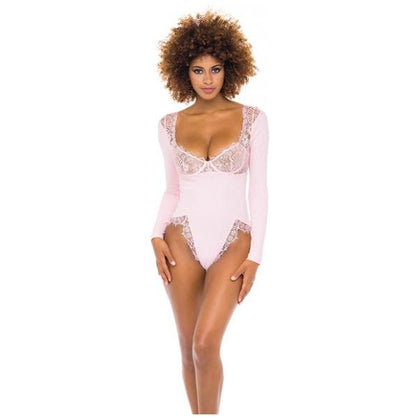 Maria Ribbed Knit & Lace Teddy Crystal Rose Lg