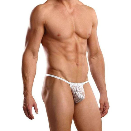 Male Power Posing Strap Stretch Lace White O/S