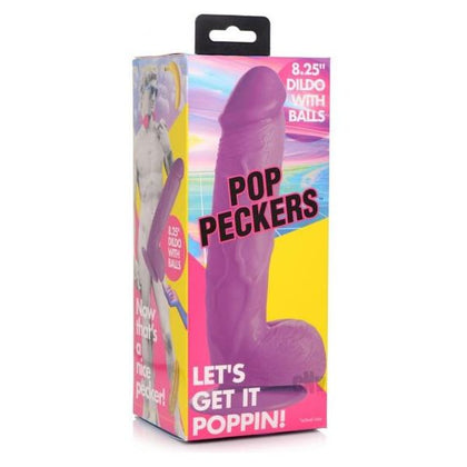 Pop Peckers Dildo W/balls 8.25 Purple