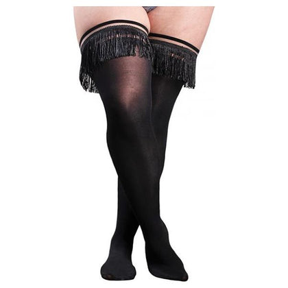 Kix'ies Keila Semi Opaque Fringe Thigh High Black D