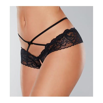 Adore Dare Me Cross Waist Open Lace Panty Black O/s