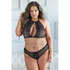 Allure Elise Halter Neck Top & Open Back Panty Black 2x/3x