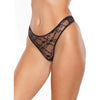 Stretch Lace High Leg Thong Black O/s