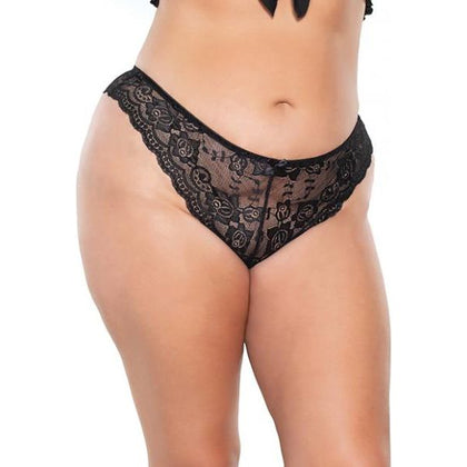 Scallop Stretch Lace High Leg Panty Black Os/xl