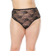 Stretch Lace High Waist Thong Black Os/xl