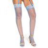 Fishnet & Scallop Stretch Lace Thigh High Stockings Blue O/s