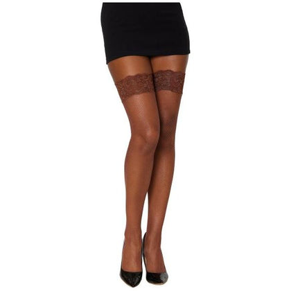 Thigh Highs Fishnet W/ Back Seams Espresso O/s