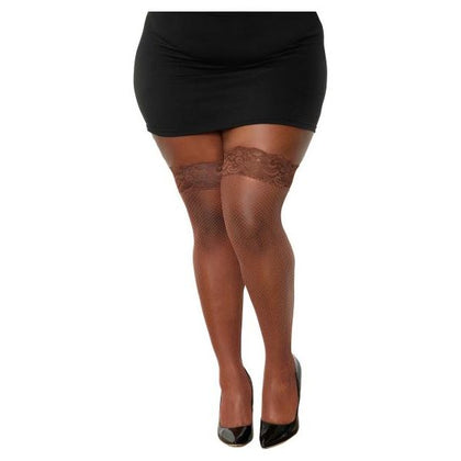 Thigh Highs Fishnet W/ Back Seams Espresso Q/s