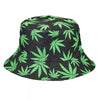 Black Bucket Hat W/ Green Leaves