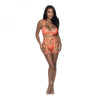 Magic Silk Rude Awakening Bralette, Thigh High Garter & Cheeky Panty Set Neon Orange L/xl