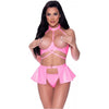 Magic Silk Hard Candy Halter Bra, Skirt & Thong Pink S/m