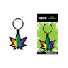 Wood Rocket Rainbow Leaf Keychain - Rainbow