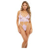 Zoe Peek A Boo Soft Cup Lace Teddy W/g-string Back Lavendula S/m