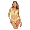 Noell Underwire Lace & Ruffle Bra W/g-string Daiquiri Green S/m