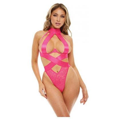 Lucky Open Cup Wide Elastic & Lace Teddy Pink Yarrow L/xl