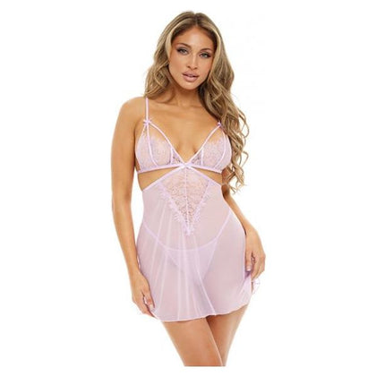 Vera Soft Cup Eyelash Lace & Mesh Flyaway Babydoll W/g-string Lavendula L/xl