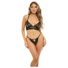 Severine Soft Peek A Boo Cup Bra & Open Back Panty Black L/xl