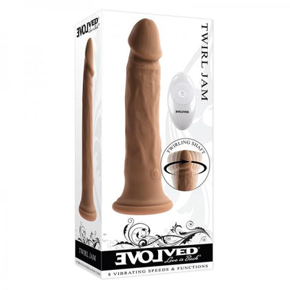 Evolved Twirl Jam Rechargeable Remote-controlled Vibrating Twirling 9 In. Silicone Dildo Dark