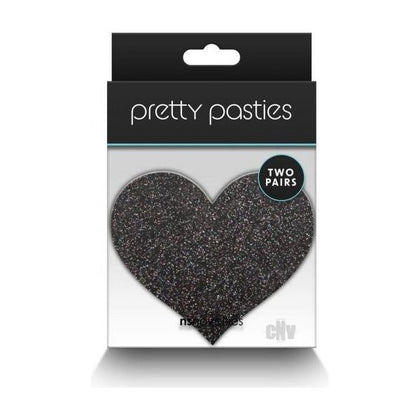 Pretty Pasties Glitter Hearts Black/gold 2 Pair