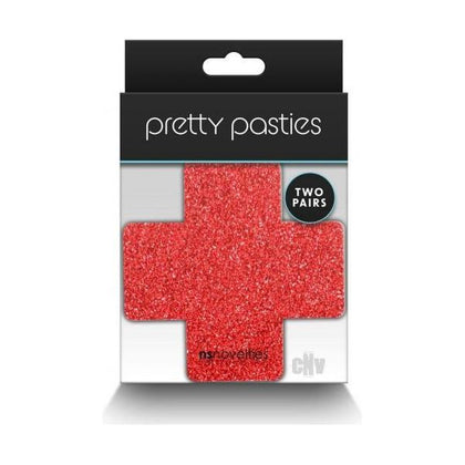 Pretty Pasties Glitter Cross Red/silver 2 Pair