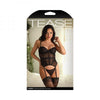 Fantasy Lingerie Tease Parker Gartered Lace Bustier & Panty Black L/xl