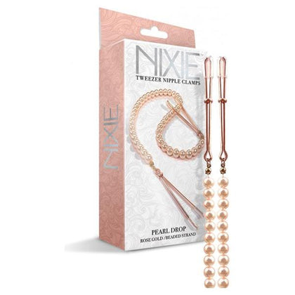 Nixie Pearl Drop Beaded Tweezer Nipple Clamps Rose Gold