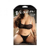 Fantasy Lingerie Vixen Do Not Disturb Pearl Bralette & Crotchless Pearl Thong Black Queen Size