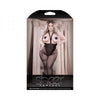 Fantasy Lingerie Sheer Truth Or Dare Rose Design Suspender Stockings & Rose Pasties Set Black Queen