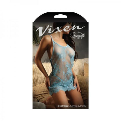 Fantasy Lingerie Vixen Breathless Lace Chemise & G-string Light Blue L/xl