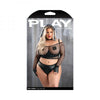 Fantasy Lingerie Play Easy Rider Open Cup Bra, Long Sleeve Fishnet Top, Panty, Choker, Gloves, Banda