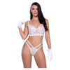 Forever Yours Embroidered Long Line Bra & Panty White Lg