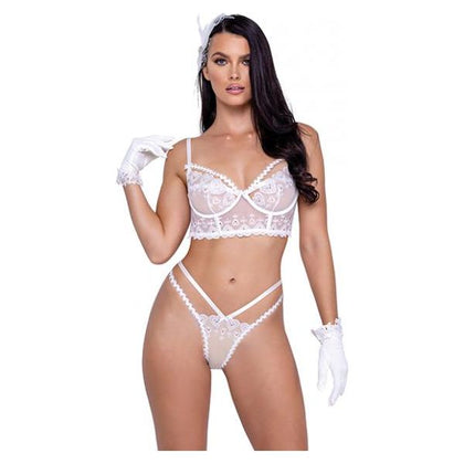 Forever Yours Embroidered Long Line Bra & Panty White Xl