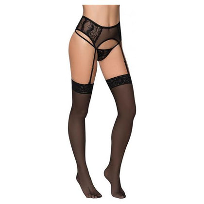 High Waisted Sheer Mesh Garter Belt W/adjustable Garter Straps Black S/m