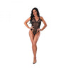 Magic Silk Soft Petals Cut Out Teddy With Snap Crotch Black L/xl