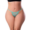 Magic Silk Soft Petals Lace Thong Aqua Queen Size