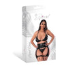 Magic Silk Liquid Onyx Halter Bra, Waist Cincher And Panty Set Black Queen Size