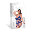 Magic Silk Holidaze Bralette, High Waist Panty Set With Removable Garters Cobalt Queen Size