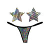 Neva Nude Naughty Knix Mirrored Mayhem Holographic G-string & Pasties - Black O/s