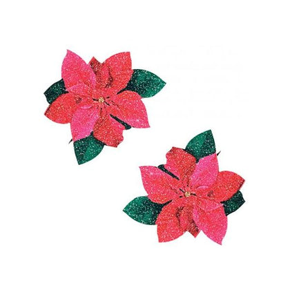 Neva Nude Poinsettia Glitter Flower Pasties - Red/green O/s