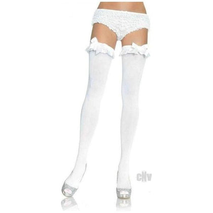 Nylon Over The Knee Ruffle Bow Os Wht